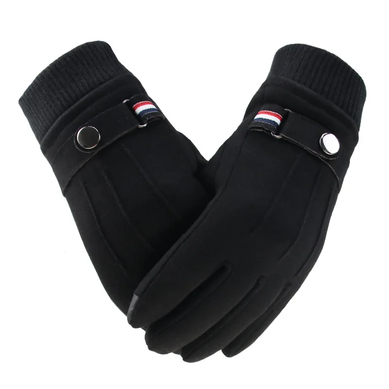 

Mannen Winter Handschoenen Suede Warm Split Vinger Handschoenen Outdoor Sport Rijden Gesp Ontwerp Mannelijke Touch Screen Mitten