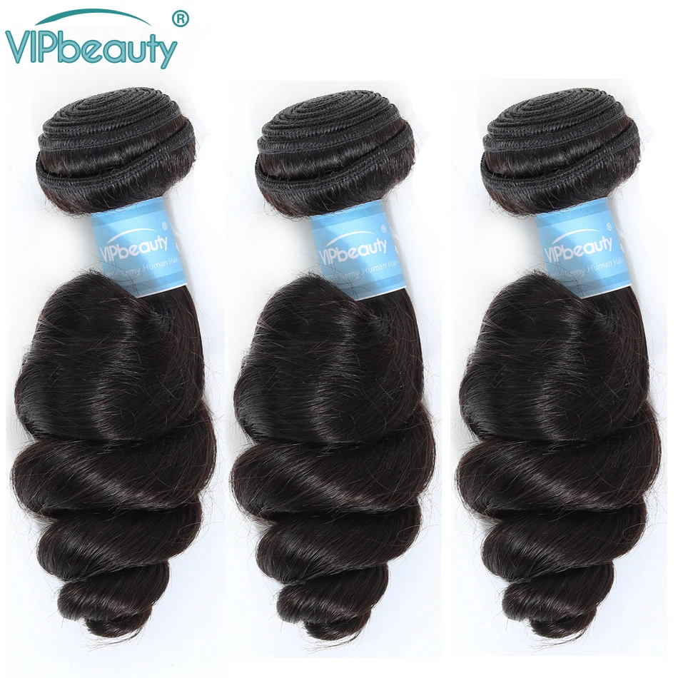Vip beauty, свободные волнистые волосы, 3 шт., натуральный цвет, 8-28 дюймов, бразильские волосы, волнистые пряди, Remy, человеческие волосы для наращивания