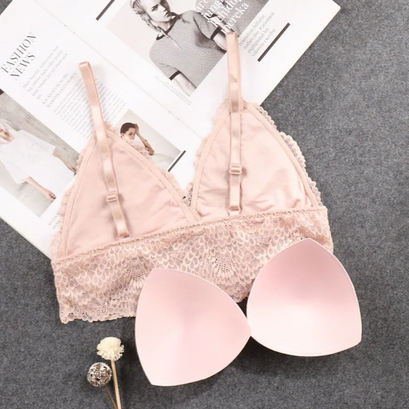 Женские бюстгальтеры во французском стиле бесшовные кружевные с глубоким