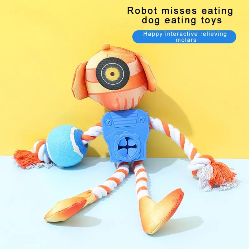 

New TPR Combination Robot Leaky Food Dog Toy Interesting Vocal Dog Toy Creative Rope Binding Toy High Quality Pet Training Suppl