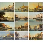 Морской пейзаж, винтажный городок, Венеция, картина маслом на холсте, постер, настенные картины для гостиной