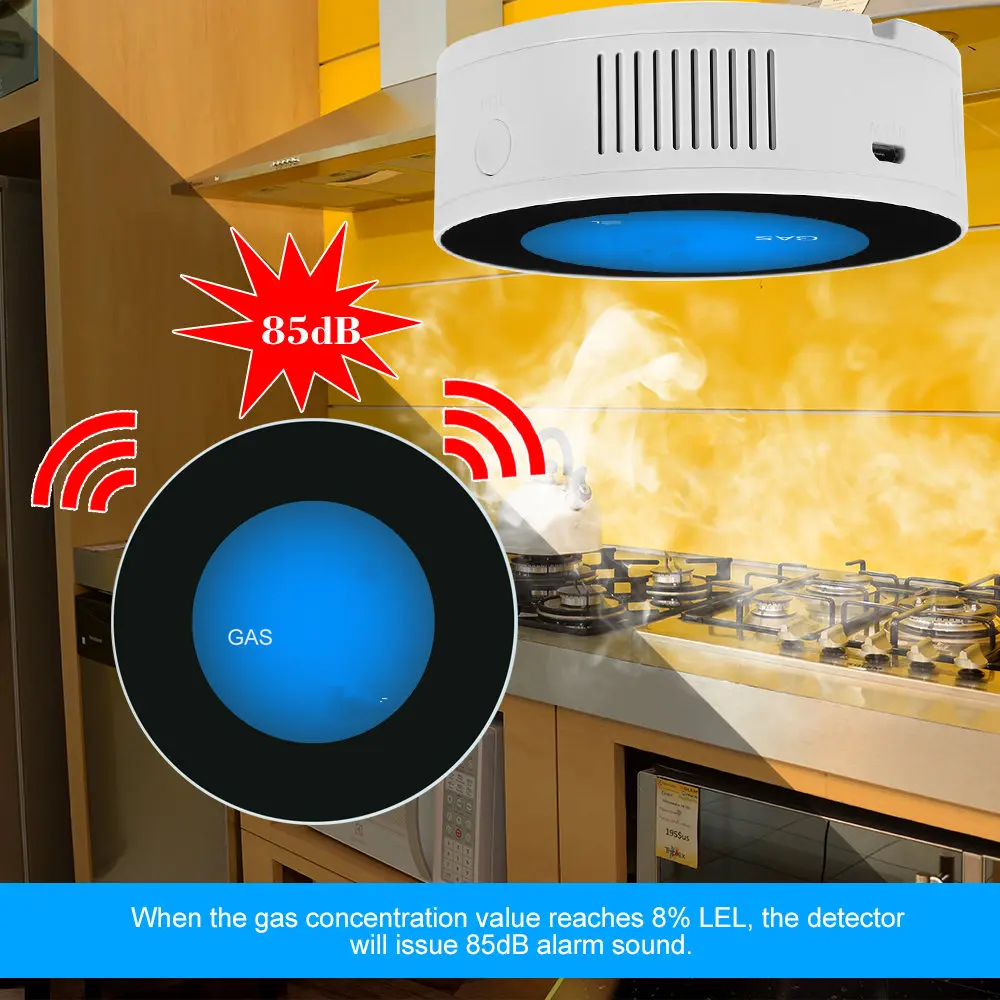 Независимый беспроводной WIFI детектор газа бытовой утечки горючих газов со