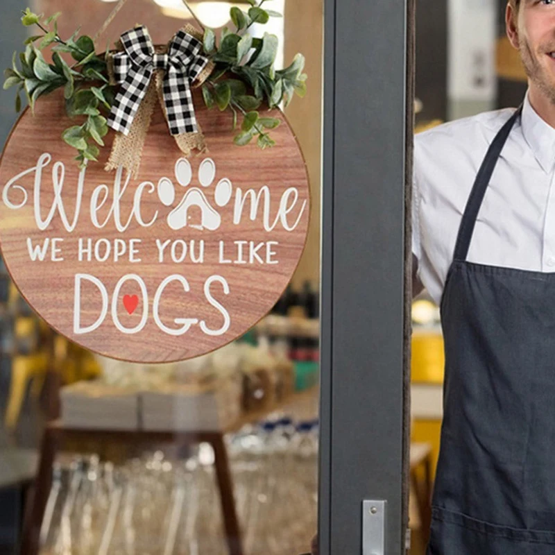 Welcome Bow Letter of Front Door Sign on Wooden House Decoration Pendant Special Days Reminder Board Home Hanging Decor | Дом и сад