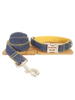 cowboy personalized custom pet dog collar leash set name id tags for small medium large dogs bulldog pitbull beagle correa perro