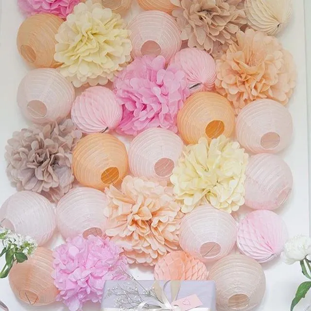 Вечерние бумажные помпоны 15 шт. 4,6, 8 дюймов, 10 см, 15 см, 20 см
