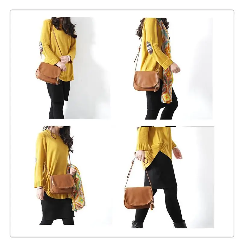 

2021 New Tassel Women Bag Leather Handbags Cross Body Double Zipper Shoulder Bags Ladies Fashion Messenger Bag Bolsas Feminina