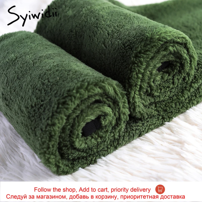 Syiwidii Fleece Pants for Women Drawstring Sweatpants Velvet High Waisted Trousers Bottom Pencil Fashion Black Joggers Clothes | Женская