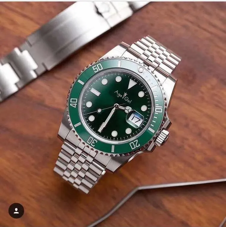 

Classic New Men Automatic Mechanical Watches Black Green Ceramic Bezel Stainless Steel Sapphire Glass Watch Waterproof AAA+