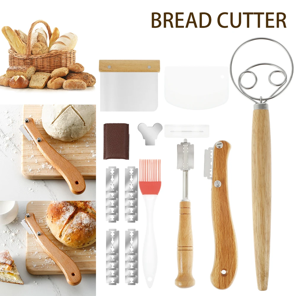 

5 Pcs Bread Bakers Cutter Tool Dough Making Razor Cutter Curved Knife With Protection Baking Slashing Dough Scoring Blade Tool