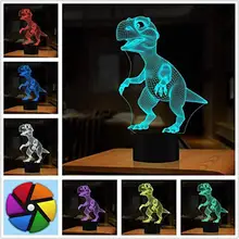 Светодиодный ночсветильник в виде динозавра 7 цветов 3D
