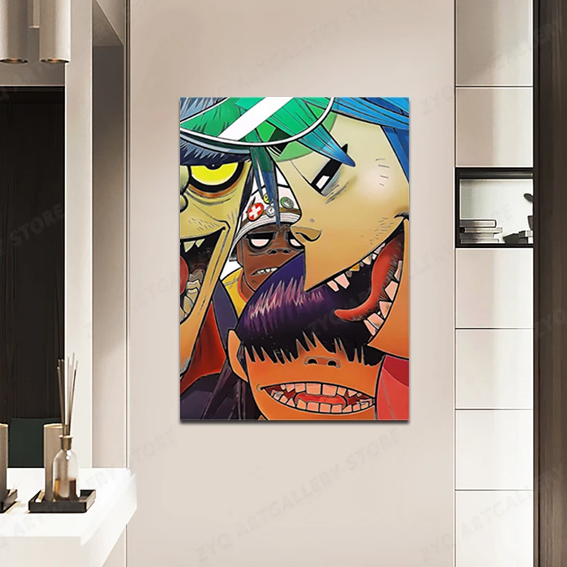Художественный постер с изображением певицы Gorillaz на холсте для украшения дома