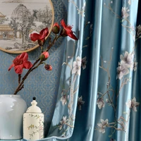 chinese style simulation silk embroidered curtains window screens blackout curtains for living room bedroom finished product