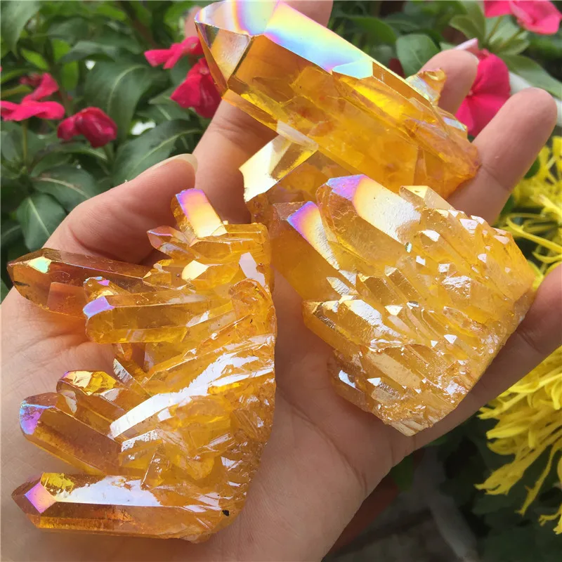 1pcs Natural crystal quartz Rare beautiful flame aura quartz crystal cluster Ore Mineral Healing Specimens Random delivery