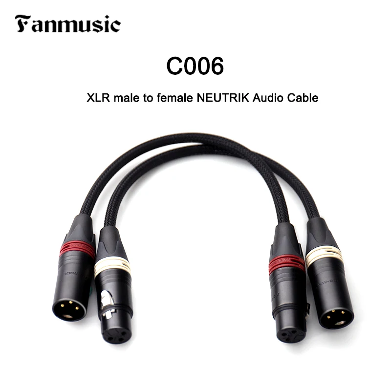 Сбалансированный Hi-Fi аудиокабель Fanmusic C006 XLR «штырь-гнездо», изготовлен из черного позолоченного и коридорного цветов
