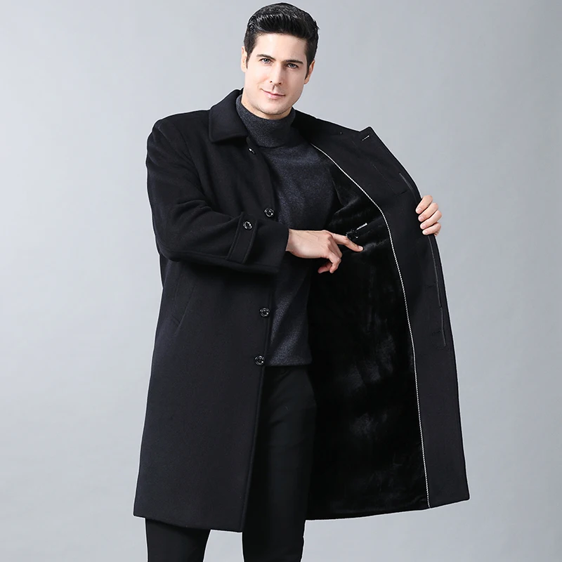 Новинка Зима 2019 Стильное мужское приталенное шерстяное пальто роскошное