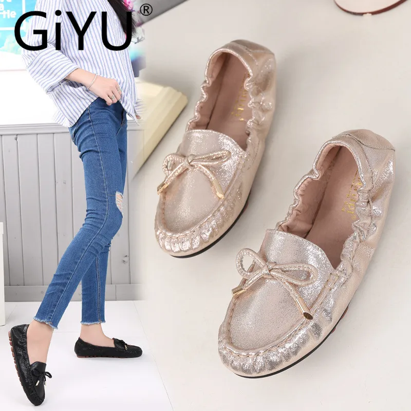 Женские балетки на плоской подошве женские лоферы без шнуровки блестящий