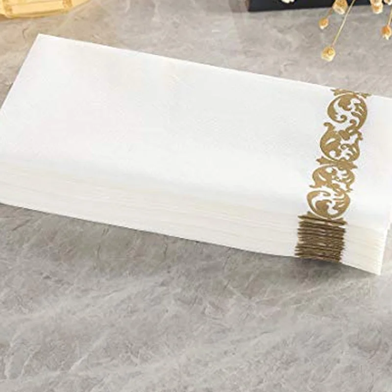 Премиум свадебные салфетки мягкие прочные и абсорбирующие белые золотые