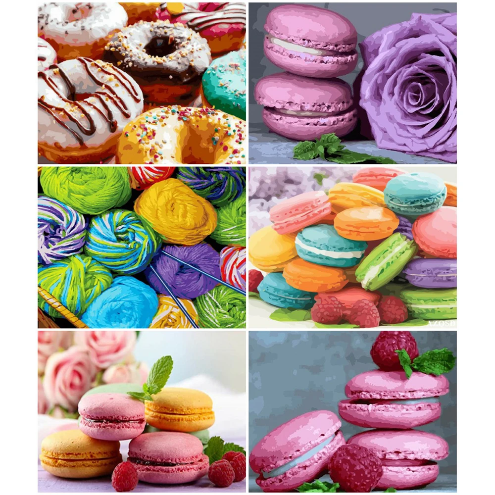 

Картина по номерам AZQSD, макарон, акриловая масляная краска, современное искусство на стену, краска по номерам для взрослых, пищевые наборы, д...