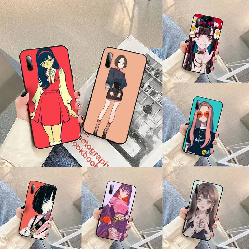 

Kawaii Japanese Anime illustration Girl Phone Case For honor 8a 5 7 10i 9 10 20 30 v 7 9 honorview pro Cover Fundas Coque