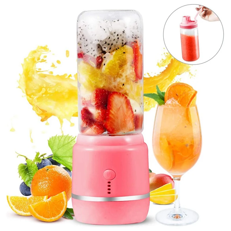 

2 Set Portable Blender, Personal Blender for Shakes and Smoothies with a Travel Lid, Juice Mixer(Pink & Blue)