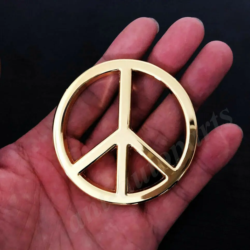 

3D Metal Golden Peace Sign Anti-war Car Trunk Fender Emblem Badge Decal Sticker