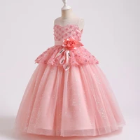 lace flower girls dress pink white kids wedding dresses for children costume princess party dress girl elegant new year gift