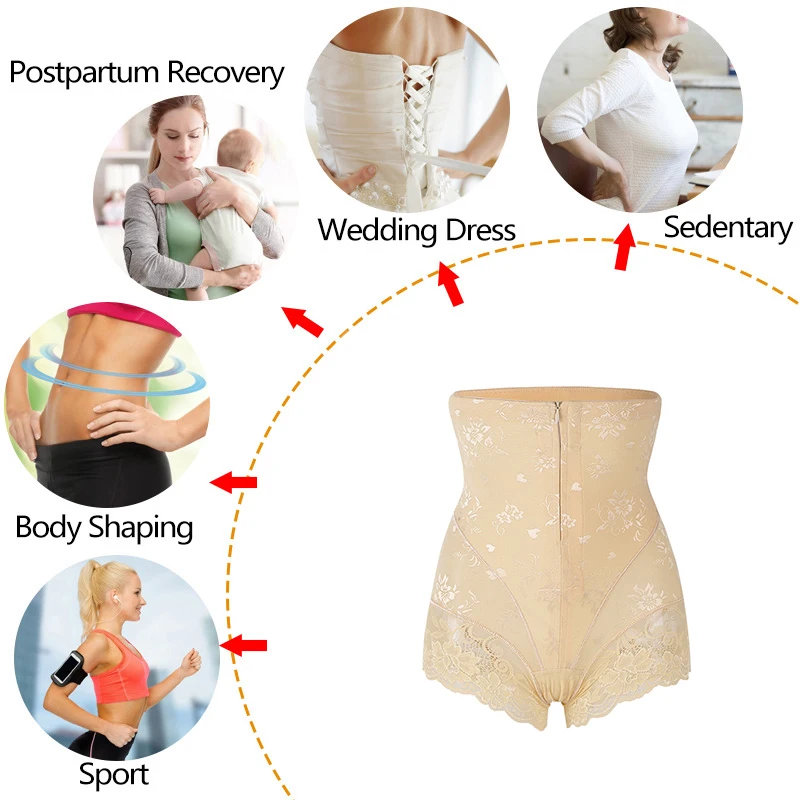 Женские трусики с высокой талией Корректирующее белье на молнии для похудения