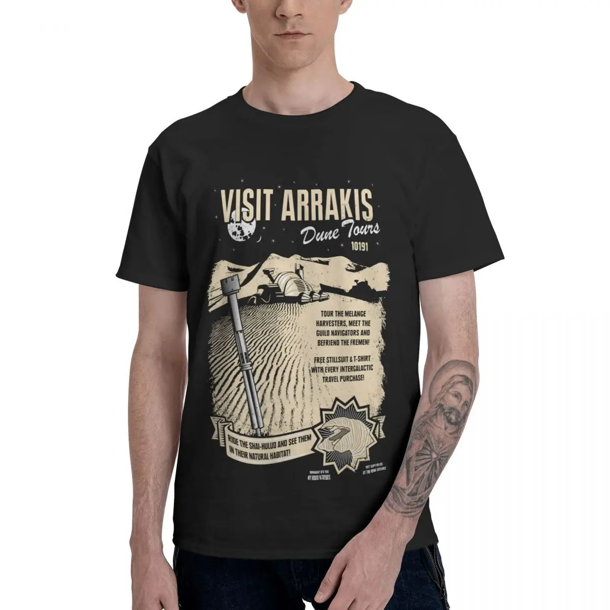 

Visit Arrakis T-Shirt Pure Cotton Crewneck Male T Shirts Short Sleeve Plus Size Classic Tees Clothes Four Seasons US Size