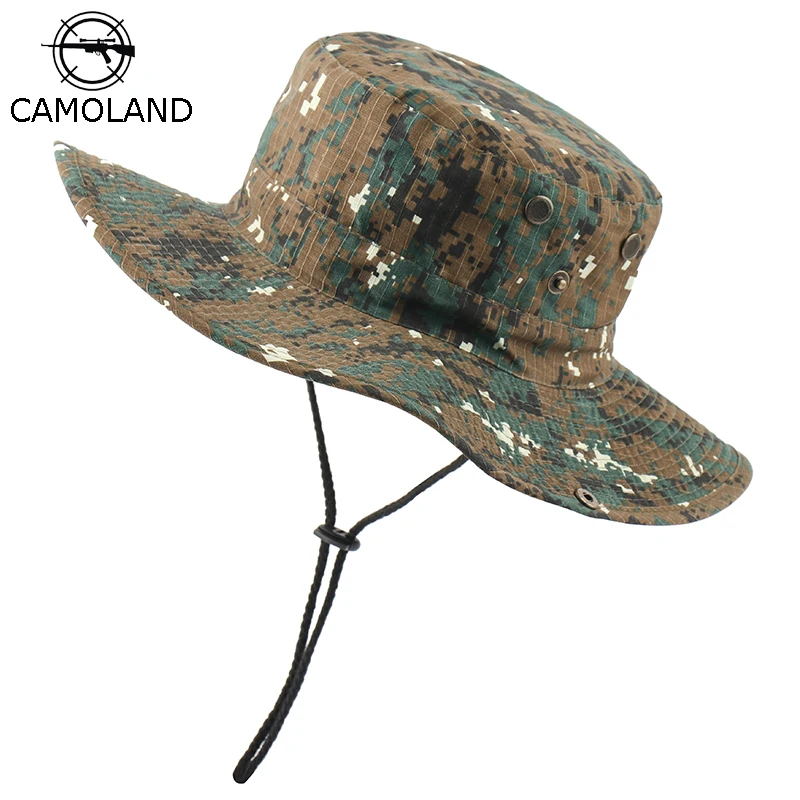 

CAMOLAND UPF50+ Sun Hat Women Men Bob Boonie Hat Summer Outdoor Hiking Fishing Caps Male Camouflage Military Army Bucket Hats