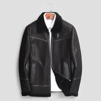 new winter thick mens sheepskin leather jacket garment casual genuine leather jacket men fur one mens shearling jacket 4xl