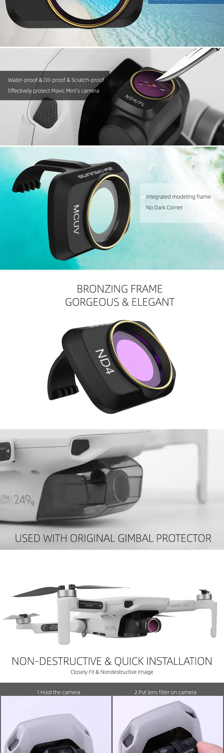 Mavic мини карданный фильтр для объектива камеры MCUV CPL ND/PL Drone фильтры ND4 ND8 ND16 ND32 для DJI Mavic Mini АКСЕССУАРЫ