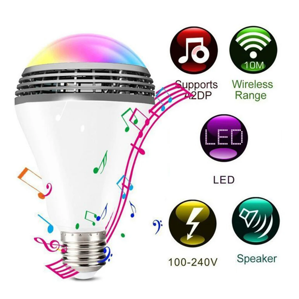 

WiFi Smart RGB E27 Bulb Bluetooth Audio Speakers Lamp Dimmable LED Wireless Music Bulb Light Color Changing WiFi App Control
