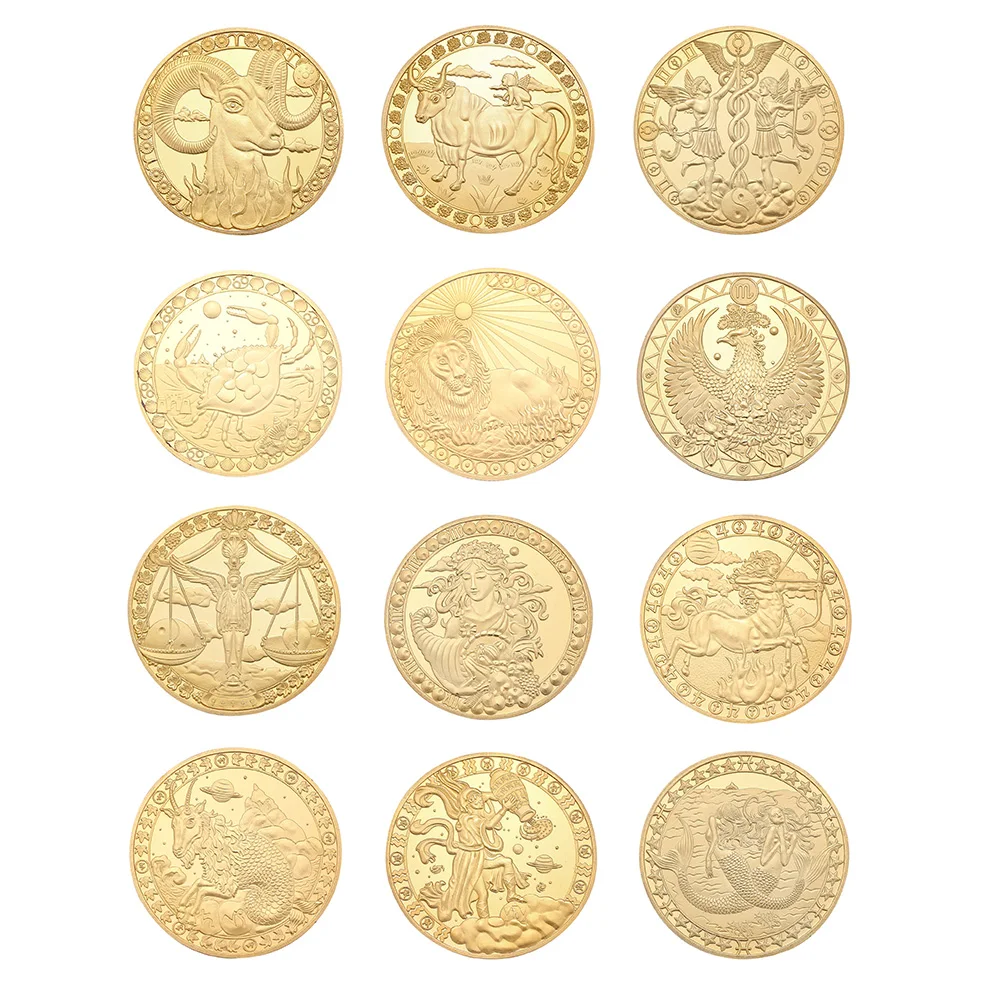 

12 Constellation Gold Plated Physical Commemorative Coin Collectible Gift
