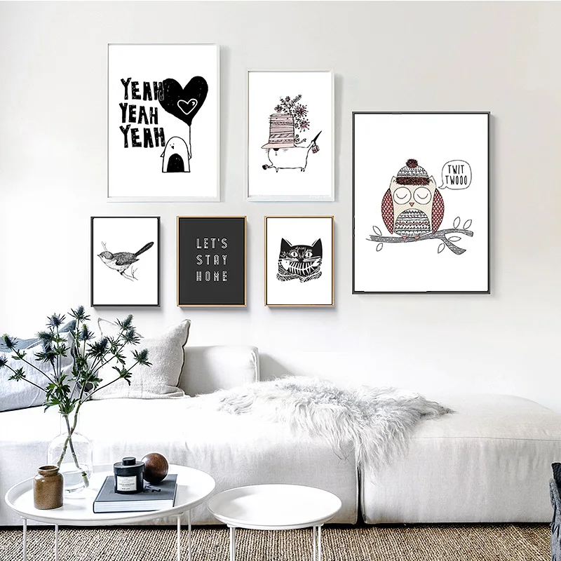Картины на холсте с изображением совы птиц и кота животных | Дом сад