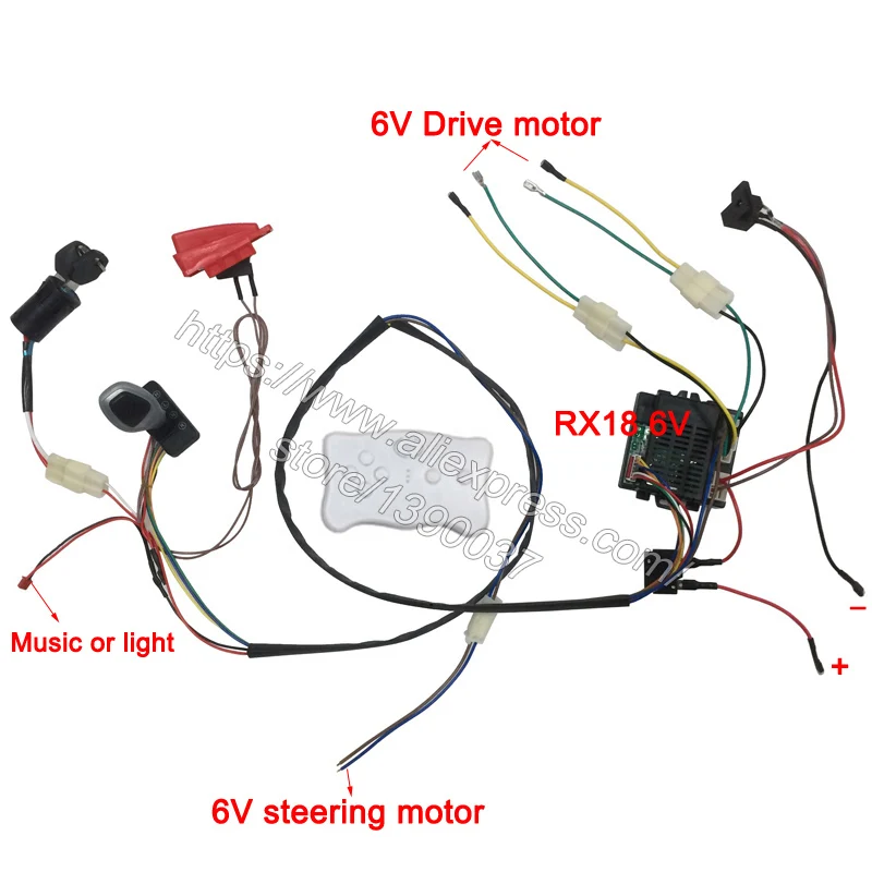 RX18 6V Детский Электрический Автомобиль DIY модифицированные провода и переключатель комплект, с 2,4G Bluetooth пульт дистанционного управления самодельная Детская электрическая машина 12V - Цвет: RX18 6V