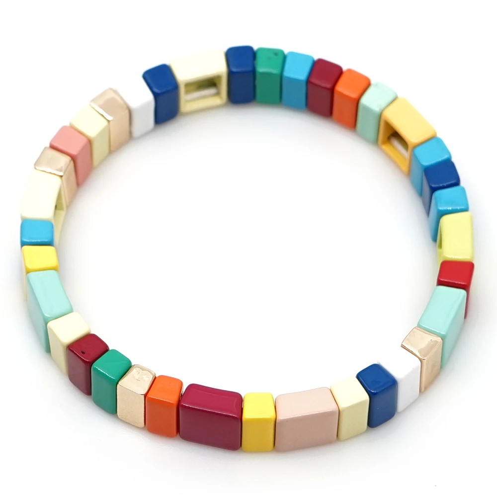 Shinus Pulseras Mujer Moda радужные эмалированные плитки браслеты для женщин браслет богемные красочные Bileklik летние модные ювелирные изделия