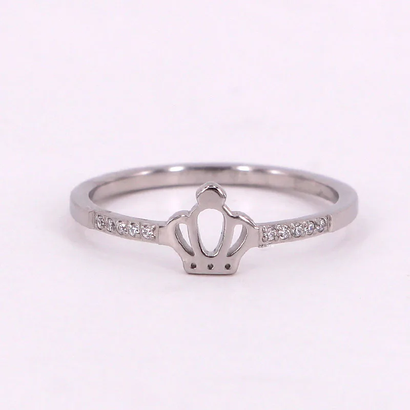 Модное кольцо из нержавеющей стали с кристаллами OL Love Crown розовое золото цвет