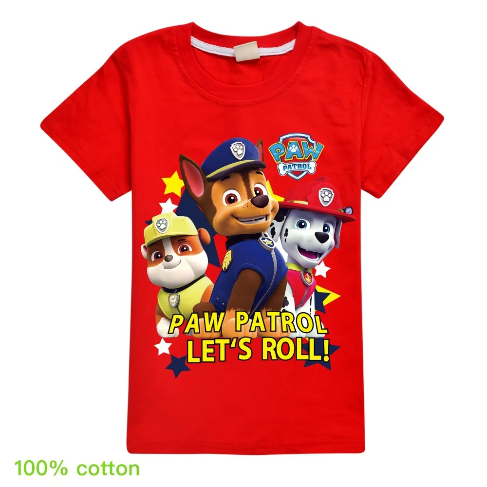 Футболка для мальчиков Детская рубашка с принтом Щенячий патруль хлопковые топы