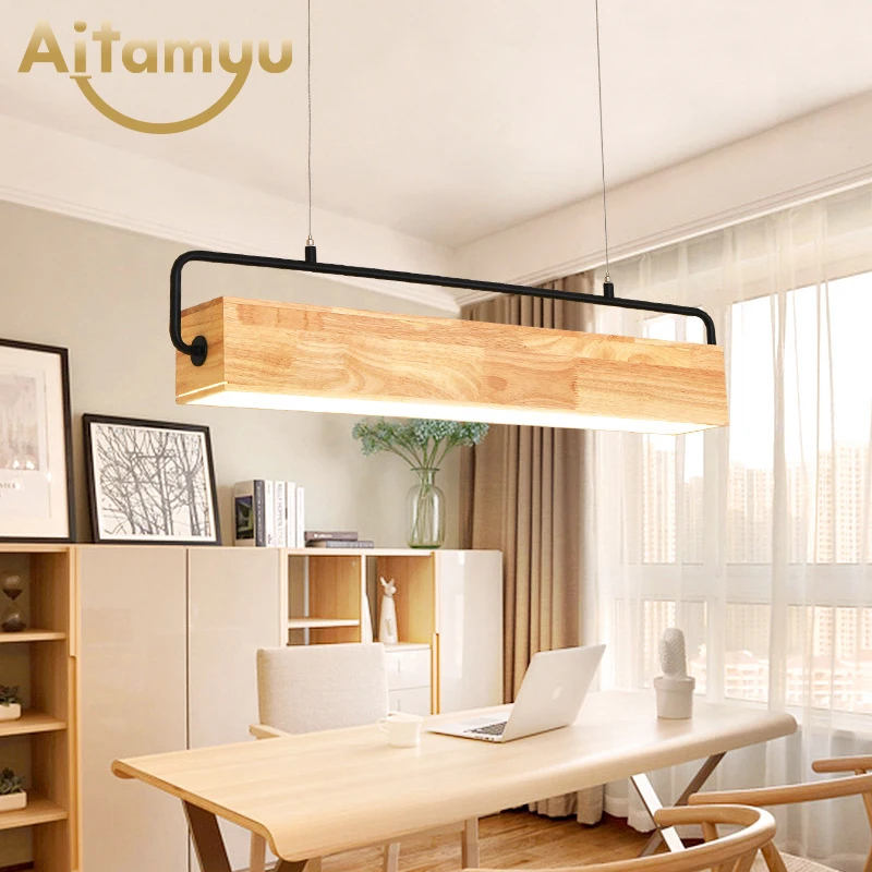 Деревянные Длинные светодиодные подвесные светильники 220 В для фотобара