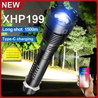 Супер мощная светодиодная вспышка XHP199 6800 мАч, перезаряжаемая через USB тактическая вспышка 26650 XHP160, яркий ручной фонарь