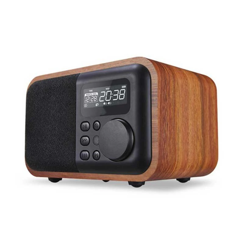 Wooden Деревянный bluetooth-динамик с дистанционным управлением с fm-радио и будильником, поддержка времени, USB TF карта, деревянный сабвуфер, динамик - Цвет: Wooden