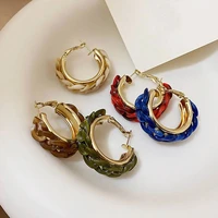 statement fashion resin twist metallic hoop earrings for women korean 2021 new trend autumn winter jewelry earings wholesale