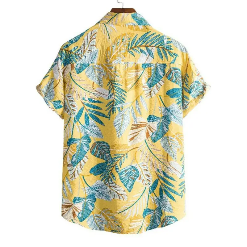 

Men Short Sleeve Hawaiian Shirt Summer Casual Tops Beach Floral Loose Blouse