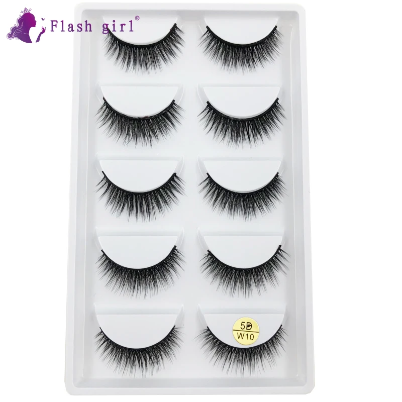 

5D-W10 Super Natural Lashes Wholesale Items In Bulk Extension Vendor Makeup Mink Eyelashes Wispy False Eyelashes