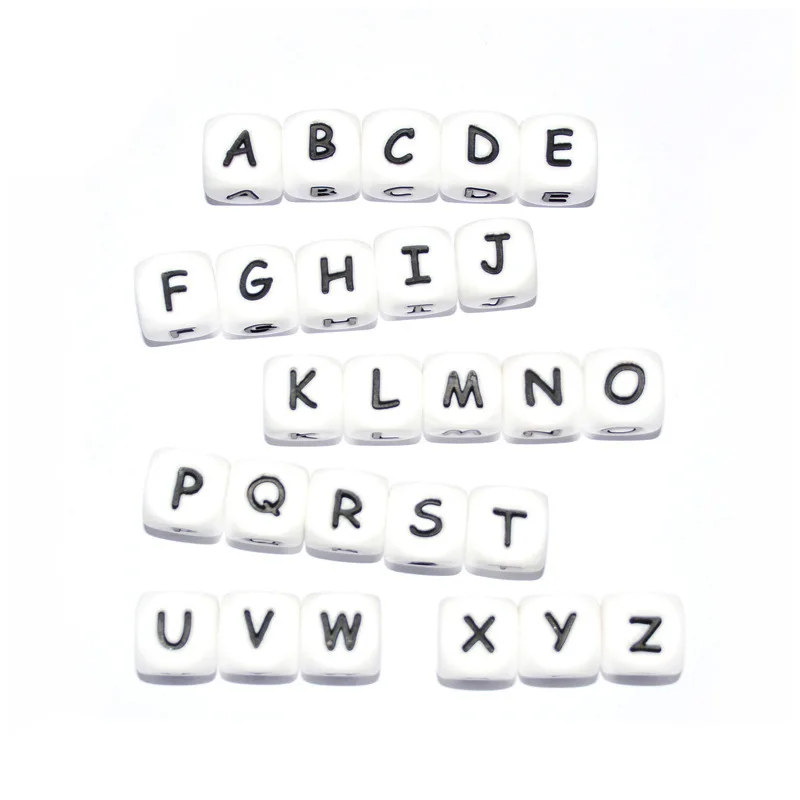 

10pcs 12MM DIY Letter Beads Silicone English Letter Beads Pacifier Chain Silicone Letter Beads Bracelet Necklace Accessories