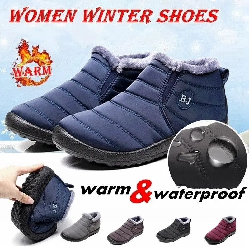 

Women Winter Waterproof Snow Boots Women's Plush Thickened Warm Boots Female Anti-slip Shoes Plush Size 43 Winter Boots