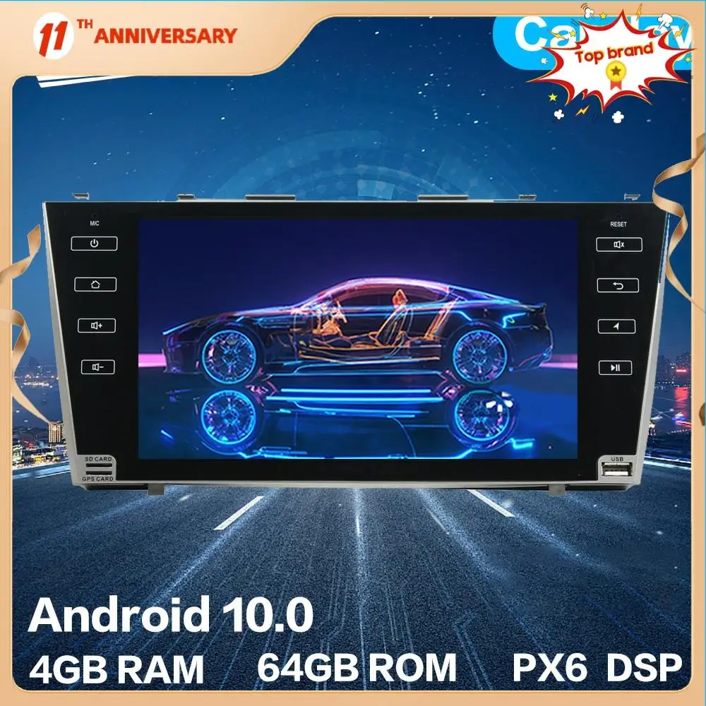 Android 10 4G + 64GB Автомобильный Радио плеер GPS навигация для Toyota Camry 2007-11 Автомобильная