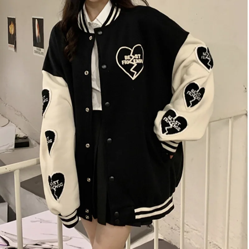 

Женская бейсбольная куртка с контрастной прострочкой Aw2021, новая утепленная Свободная куртка с длинным рукавом
