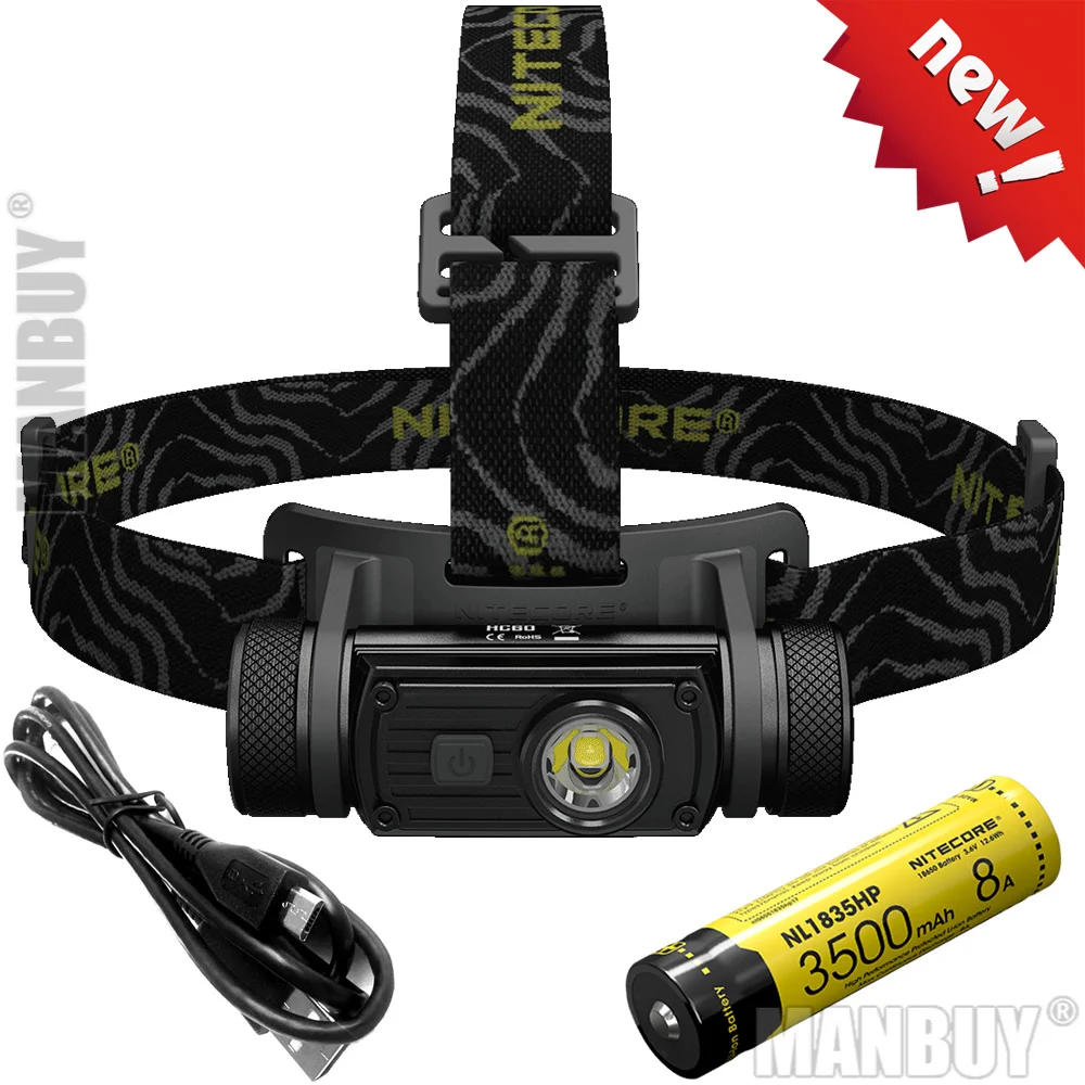 Распродажа налобный фонарь NITECORE CREE XM L2 U2 1000 люмен водонепроницаемый HC60 HC60W с