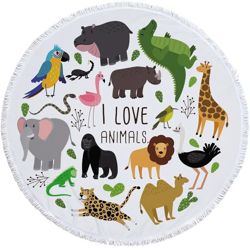 

Superfine fiber with tassel printed bath towel can be printed with logo as a picnic animal Adult Colorful Quicksand Pattern